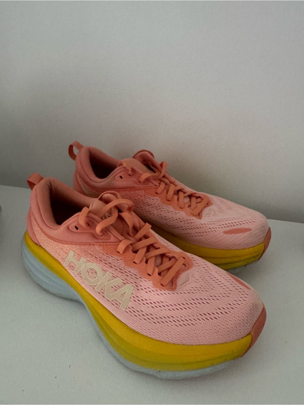 Hoka One One Bondi 8 Shell Coral Peach Parfait Running Shoes